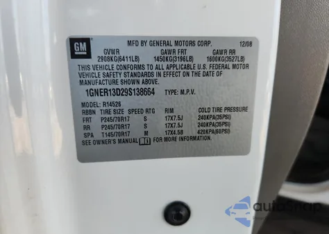 2009 Chevrolet Traverse Ls z USA, uszkodzony, nr VIN 1GNER13D29S138664